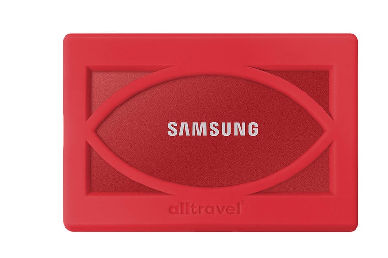 Alltravel غطاء واقي خارجي لمحرك الأقراص الصلبة من Alltravel لجهاز Samsung T7 وT7 Touch - 1TB، 2TB، 500GB - محركات أقراص صلبة خارجية USB 3.2، واقي قوي للغاية ضد الصدمات، الاهتزاز والسقوط (أحمر) - Image 2